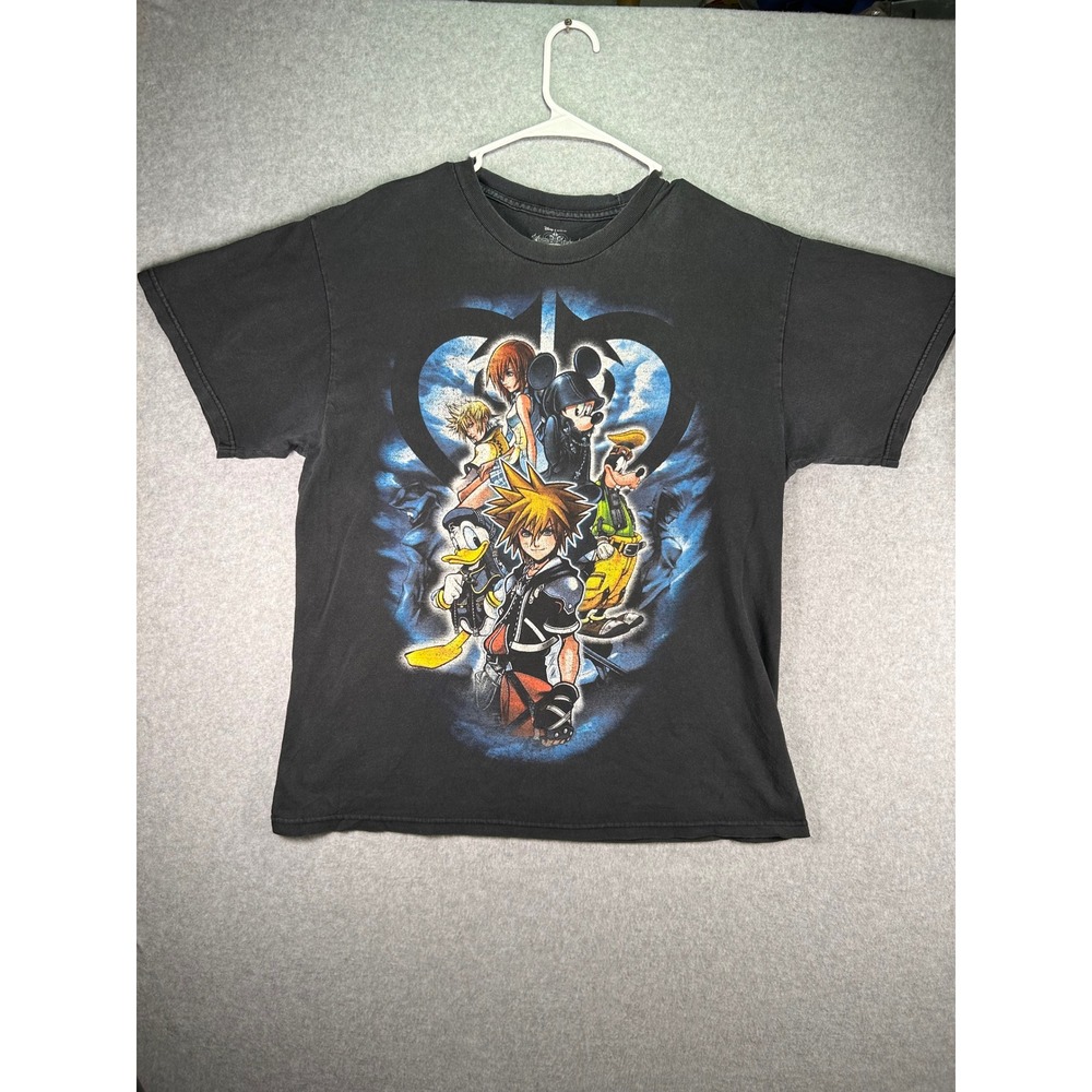 Fits Med* Kingdom Hearts Graphic T-Shirt Mens Lrg Black Mad Engine Sora 2012 era